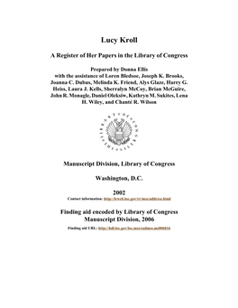 Papers of Lucy Kroll [Finding Aid]. Library of Congress
