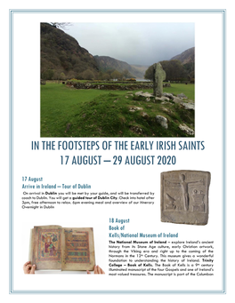 In the Footsteps of the Early Irish Saints 17 August – 29 August 2020