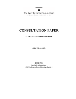 Consultation Paper on Involuntary Manslaughter