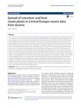 Spread of Volunteer and Feral Maize Plants in Central Europe: Recent Data from Austria Kathrin Pascher*