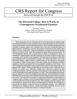 CRS Report for Congress Received Through the CRS Web