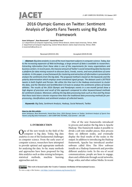 2016 Olympic Games on Twitter: Sentiment Analysis of Sports Fans Tweets Using Big Data Framework