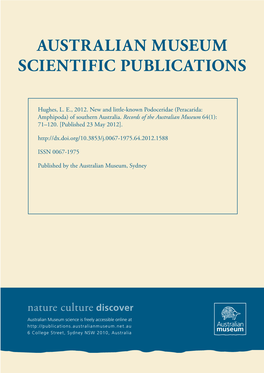 New and Little-Known Podoceridae (Peracarida: Amphipoda) of Southern Australia