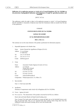 Of Council Regulation (EC) No 510/2006 on the Protection of Geographical Indications and Designations of Origin for Agricultural Products and Foodstuffs