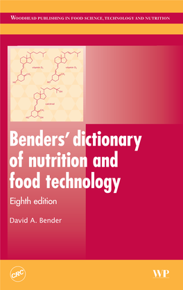 Benders'dictionary of Nutrition and Food Technology