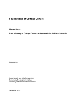 Foundations of Cottage Culture – Norman Lake, British Columbia