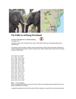 Vic Falls to Jo'burg Overland