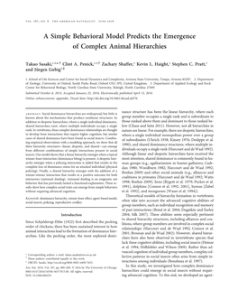 A Simple Behavioral Model Predicts the Emergence of Complex Animal Hierarchies