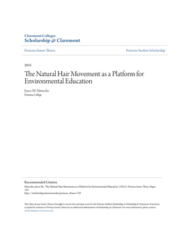 The Natural Hair Movement As a Platform for Environmental Education