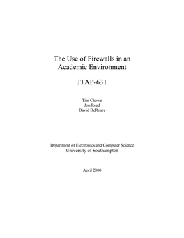 The Use of Firewalls in an Academic Environment JTAP-631