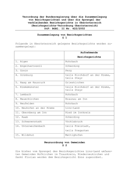 Verordnung Der Bundesregierung Über Die Zusammenlegung Von