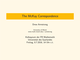 The Mckay Correspondence