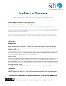 Israel Nuclear Chronology