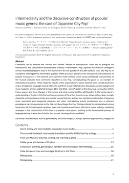Japanese City Pop’ Moritz Sommet, Universities of Cologne and Fribourg (Moritz.Sommet@Unifr.Ch)