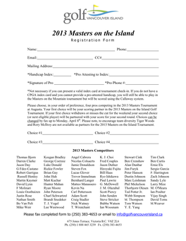 2013 Masters on the Island