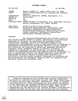 Aids to Media Selection for Students and Teachers. Revised. INSTITUTION Office of Education (DHEW), Washington, D.C