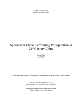 Spectacular China: Performing Pessoptimism in 21St Century China