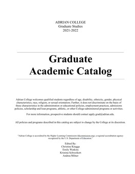 Graduate Academic Catalog ______