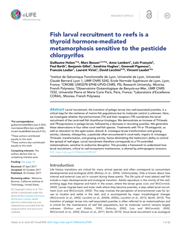 Fish Larval Recruitment to Reefs Is a Thyroid Hormone-Mediated