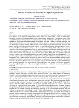 The Role of Trees and Pastures in Organic Agriculture