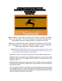 6Th Tribe of Israel, Naphtali God’S Wrestlings, Wrestling with God Genesis 30:8 Free Spirit