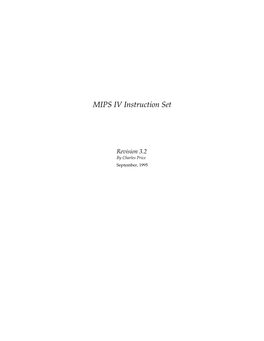 MIPS IV Instruction Set