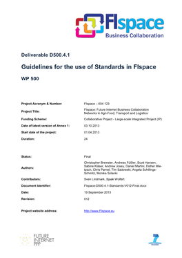 Guidelines for the Use of Standards in Fispace