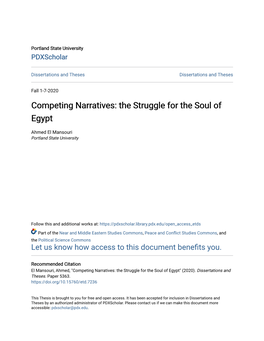 Competing Narratives: the Struggle for the Soul of Egypt