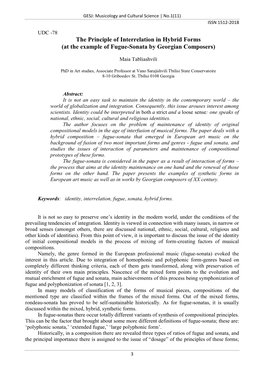 The Principle of Interrelation in Hybrid Forms (At the Example of Fugue-Sonata by Georgian Composers)