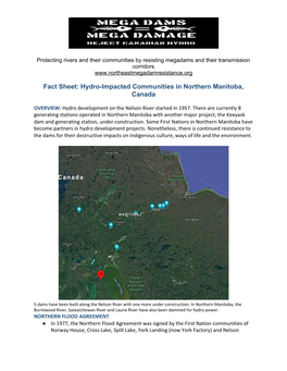 Fact Sheet: Hydro-Impacted Communities in Northern Manitoba, Canada