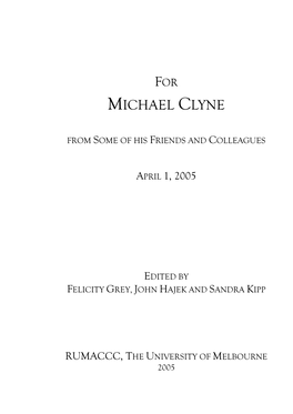 Tributes to Professor Michael Clyne