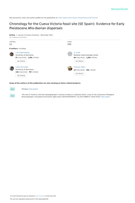 Chronology for the Cueva Victoria Fossil Site (SE Spain): Evidence for Early Pleistocene Afro-Iberian Dispersals