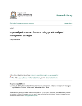 Improved Performance of Marron Using Genetic and Pond Management Strategies