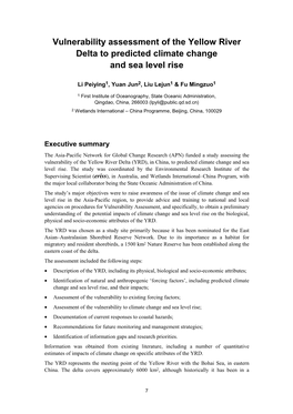 Vulnerability Assessment of the Yellow River Delta to Predicted Climate Change and Sea Level Rise