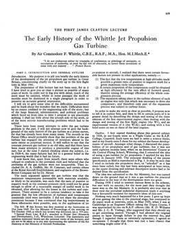 The Early History of the Whittle Jet Propulsion Gas Turbine by Air Commodore F