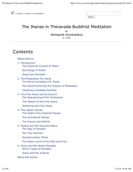 The Jhanas in Theravada Buddhist Meditation