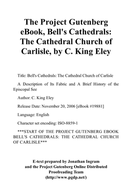 The Cathedral Church of Carlisle, by C. King Eley
