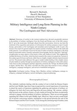 Military Intelligence and Long-Term Planning in the Ninth Century: The