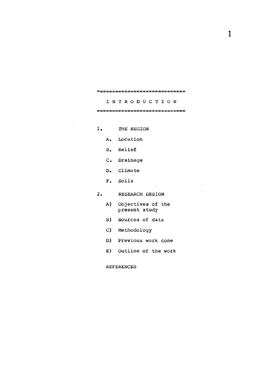 INTRODUCTION 1. the REGION A. Location B. Relief C. Drainage D