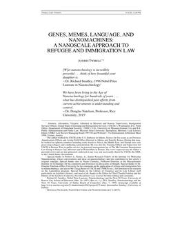 Genes, Memes, Language, and Nanomachines: a Nanoscale Approach to Refugee and Immigration Law