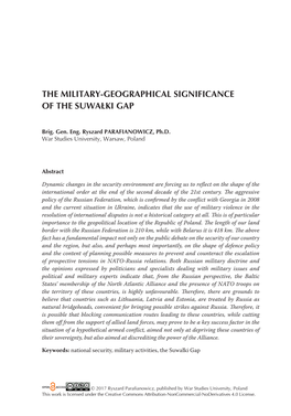 The Military-Geographical Significance of the Suwałki Gap