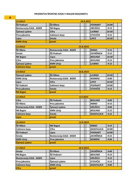 BISER : NK Begne HRUŠICA 9:15 Čpinarji Ljubno : Cifra LJUBNO 10:30 Prva Jakostna : Calimero Boys STOVIČJE 9:15 Lipce : Smola LIPCE 10:30 KMN Utrip : Prosti