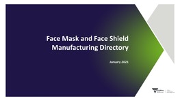 Face Mask and Face Shield Manufacturing Directory
