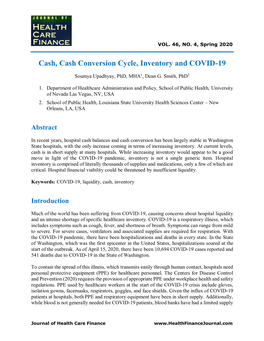 Cash, Cash Conversion Cycle, Inventory and COVID-19