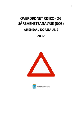 Overordnet Risiko- Og Sårbarhetsanalyse (Ros) Arendal Kommune 2017