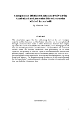 Georgia As an Ethnic Democracy: a Study on the Azerbaijani and Armenian Minorities Under Mikheil Saakashvili by Salvatore Freni