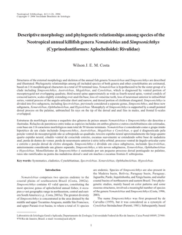 Descriptive Morphology and Phylogenetic Relationships