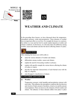 Weather and Climate the Domain of Air on the Earth 13 Notesnotes