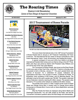 The Roaring Times District 4-L6 Newsletter Lions of San Diego & Imperial Counties