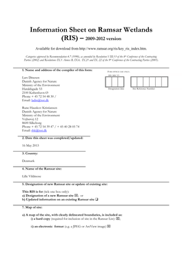 Information Sheet on Ramsar Wetlands (RIS) – 2009-2012 Version